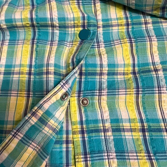 Go Softly Patio Women's Sleepwear Dress Green Plaid Short Sleeve Snap Size M - Picture 11 of 11